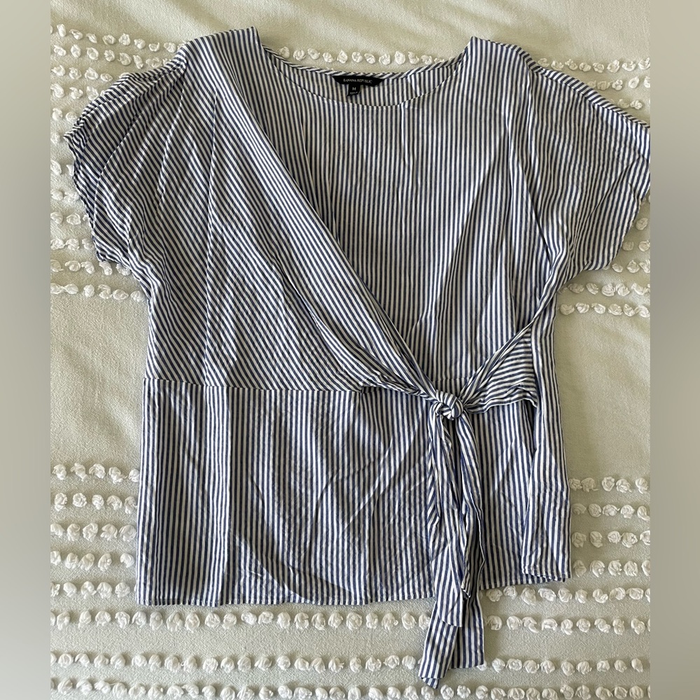Banana Republic - Striped Top With Tie at Waist